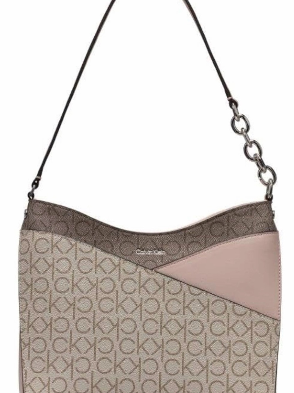 Calvin Klein Taupe & Blush Monogram Shoulder Bag